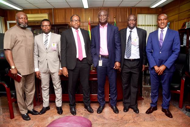 L - R:  General Manager Commercial, Nigeria Gas Processing and Transport Company (NGPTC), Justin Ezeala; Business Development Manager, Shell Nigeria Gas (SNG), James Makinde; Managing Director SNG, Ed Ubong; Managing Director NGPTC, Babatunde Bakare; Social Performance Discipline Adviser, SNG, Babatunde Olaleke; and General Manager, NGPTC, Nnamdi Nwachukwu, during a recent visit to the NGPTC in Warri, Delta State to discuss opportunities to further improve Nigeria’s domestic gas utilisation to industries and manufacturing clusters.