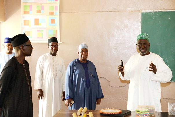 MD/CE, Nigeria Deposit Insurance Corporation (NDIC), Umaru Ibrahim FCIB, mni (2nd right) and other dignitaries listening to Chairman and Proprietor, Zaria Academy, Dr. Haroun-Rashid Adamu (1st right) during the commissioning of Science Laboratory Block donated to the school by the Corporation.