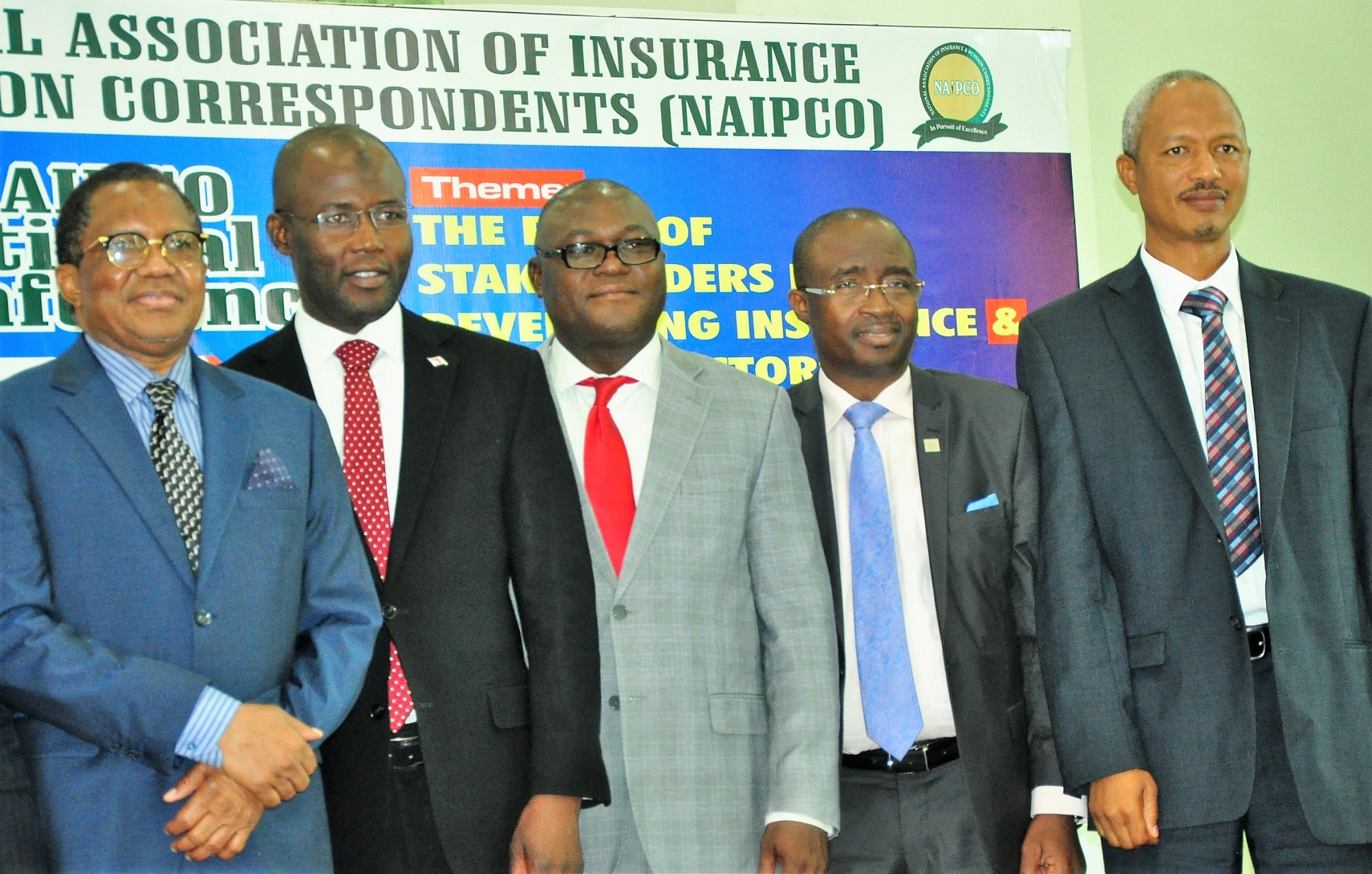L-R: Alhaji Bala Zakariya’u, past president, Chartered Insurance Institute of Nigeria and Chairman of occasion; Mr Moruf Apampa, Managing Director/CEO, SUNU Assurance Plc; Mr Adebayo Adeleke, Managing Director, Lancelot Ventures Ltd; Mr. Supo Sogolola, Executive Director, Law Union & Rock Insurance, and Dr. Farouk Aminu, Head, Research and Strategy Management Department, Pencom, during the  3rd Annual National Conference of the National Association of Insurance and Pension Correspondents (NAIPCO) on The Role of Stakeholders in Developing Insurance and Pension Sectors held in Lagos on Thursday. August 09, 2018.   