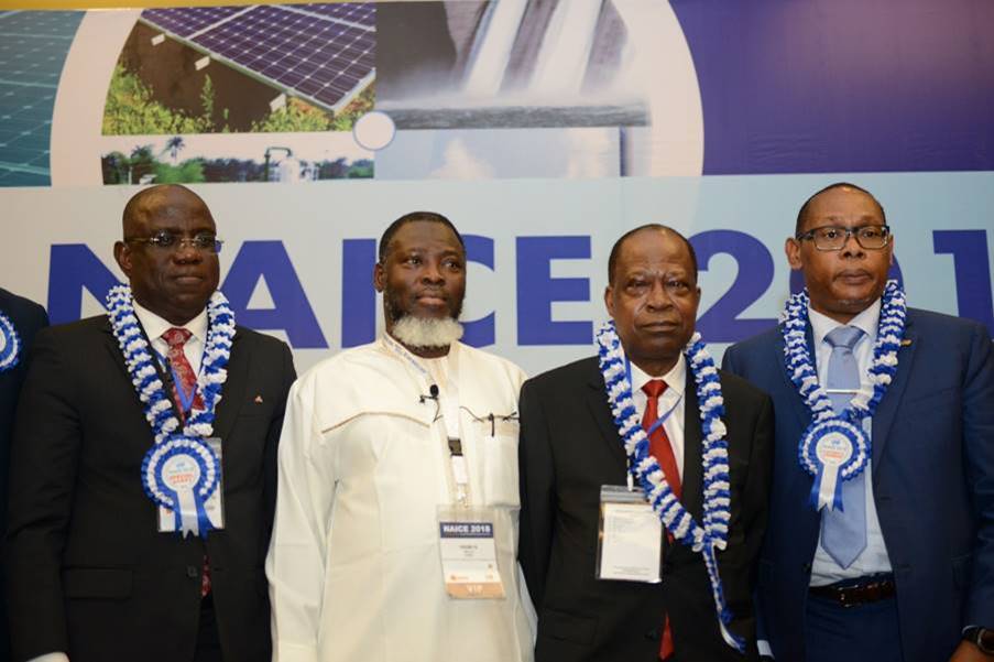 L-R; Managing Director, Shell Nigeria Exploration and Production Company, Bayo Ojulari; Chief Operating Officer, Upstream of Nigeria National Petroleum Corporation, Bello Rabiu; Vice Chairman/CEO, Emerald Energy Resources, Jude Amaefule; outgoing Chairman, Nigeria Council of the Society of Petroleum Engineers, Chikezie Nwozu, after a panel Session at the SPE Annual Conference and Exhibition in Lagos …on Wednesday   