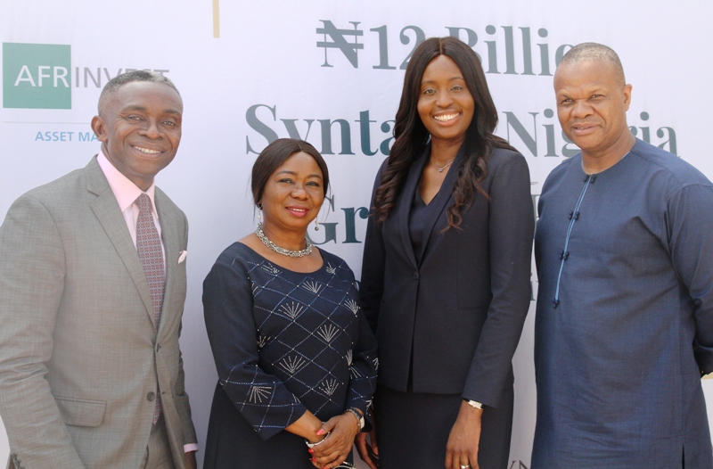 Managing Director, Afrinvest (West Africa) Mr Ike Chioke, Acting Director General,  Securities and Exchange Commission ,  Ms Mary Uduk, Managing Director, Syntaxis Capital Africa, Mrs Adesuwa Okunbo and Former, Commissioner SEC, Mr Ugo Ikemba during the Official Launch of the Syntaxis Nigeria Growth Fund in Abuja yesterday