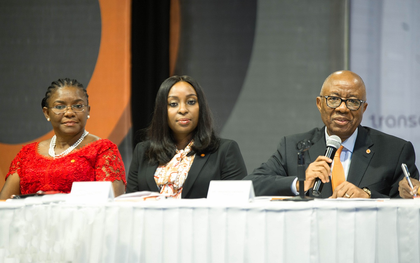 Picture 2: r-l: Chairman, Transcorp Hotels Plc, Mr. Emanuel Nnorom; Managing Director/CEO, Mrs Owen Omogiafo; and Executive Director, Ms Okaima Ohizua; at the 5th Annual General Meeting of the company held at Transcorp Hilton Hotels Abuja on Friday