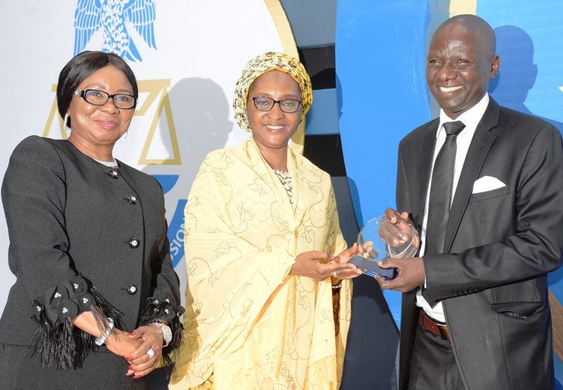 L-R,    Acting Director General,  Securities and Exchange Commission ,Ms. Mary Uduk, Minister of Finance, Hajiya Zainab Ahmed and Acting Executive Commissioner Operations SEC Mr Isyaku Tilde during SEC Awards Night in Lagos at the weekend