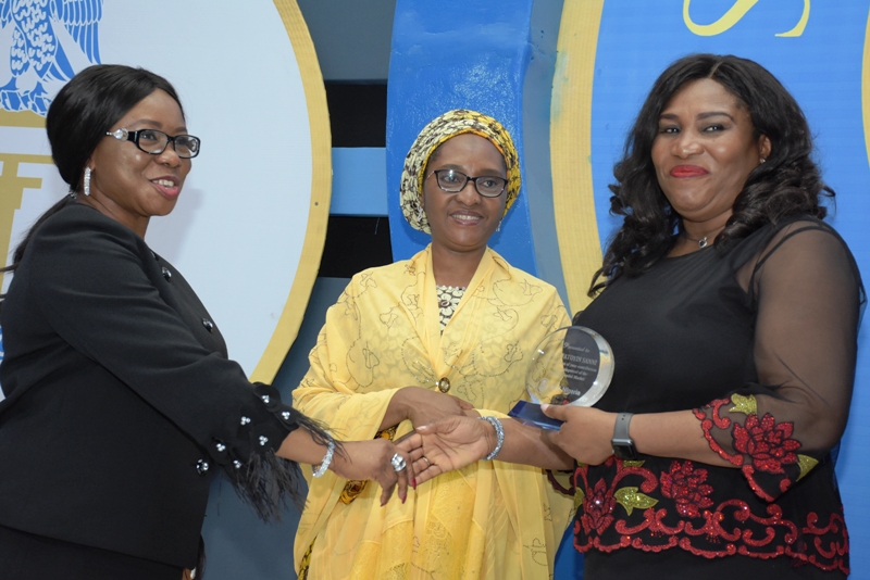 L-R,    Acting Director General,  Securities and Exchange Commission ,Ms. Mary Uduk, Minister of Finance, Hajiya Zainab Ahmed and CEO Emerging Africa Capital Group Mrs. Toyin Sanni during SEC Awards Night in Lagos at the weekend