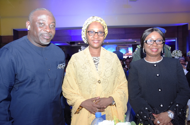 L-R,  Chairman, House Committee on Capital Market Hon Tajudeen Yusuf, Minister of Finance, Hajiya Zainab Ahmed and Acting Director General,  Securities and Exchange Commission, Ms. Mary Uduk during SEC Awards Night in Lagos at the weekend