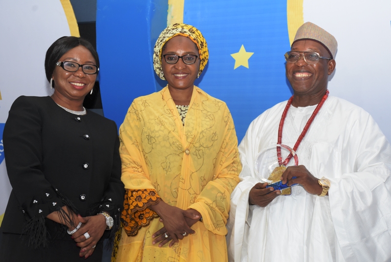 Acting Director General,  Securities and Exchange Commission ,Ms. Mary Uduk, Minister of Finance, Hajiya Zainab Ahmed and President, Association for the Advancement of Rights of Nigerian Shareholders Dr Faruk Umar  during SEC Awards Night in Lagos at the weekend