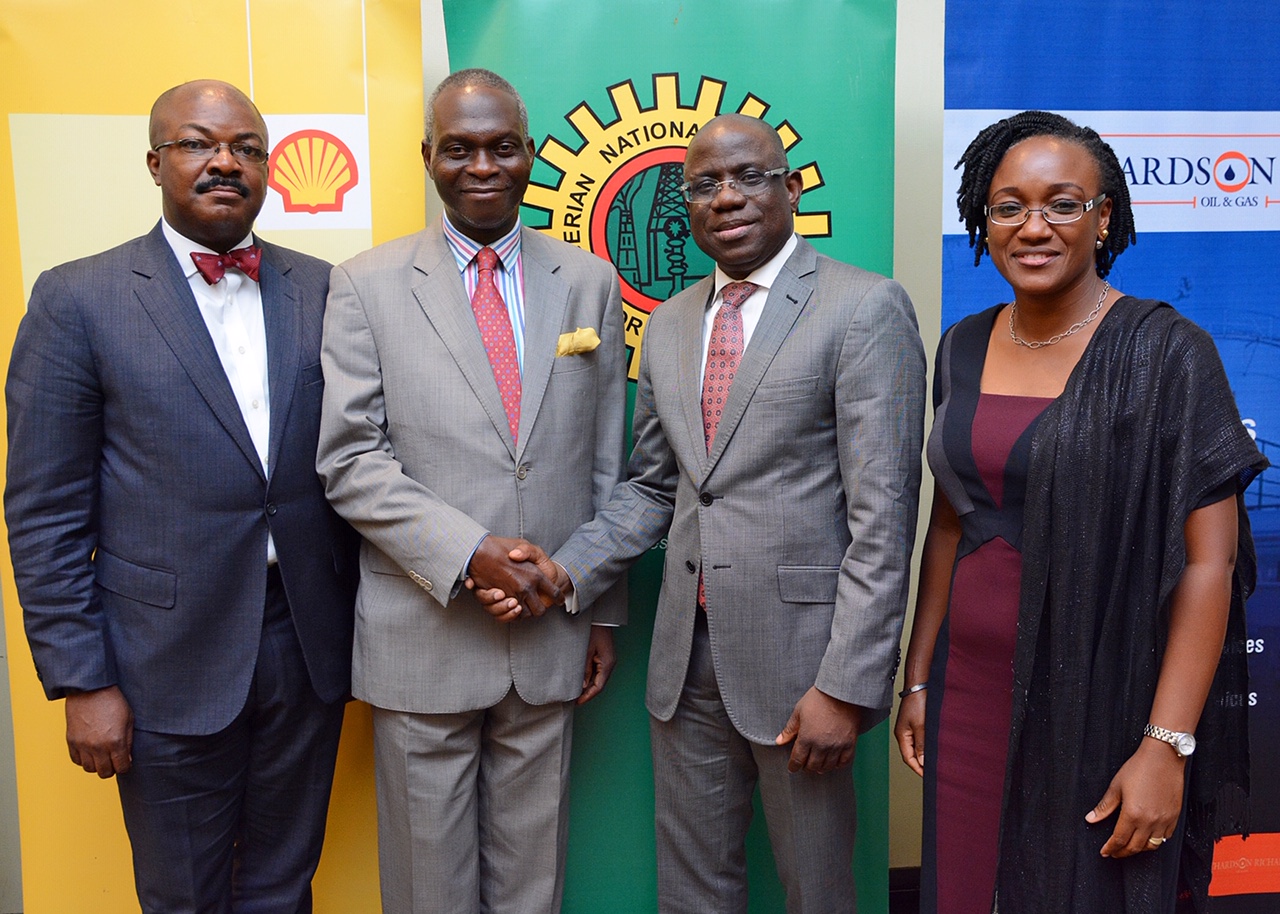 L-R: Vice Chairman, Nigerian British Chamber of Commerce (NBCC) Akin Osuntoki; former NBCC President, Prince Dayo Adeleke; Managing Director, Shell Nigeria Exploration and Production Company (SNEPCo), Bayo Ojulari; and Group Head, Oil and Gas for Bank of Industry, Ebehi Ehi-Omoike, at the SNEPCo-sponsored NBBC Oil and Gas Roundtable on Nigerian Content held in Lagos… on Monday