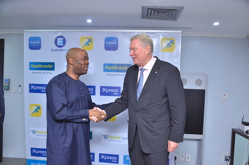 Left: Managing Director, Ecobank Nigeria, Patrick Akinwuntan and Chief Executive / President,  Chartered Financial Analyst (CFA)  Institute, Paul Smith during a visit of CFA Institute to Ecobank in Lagos on Friday 