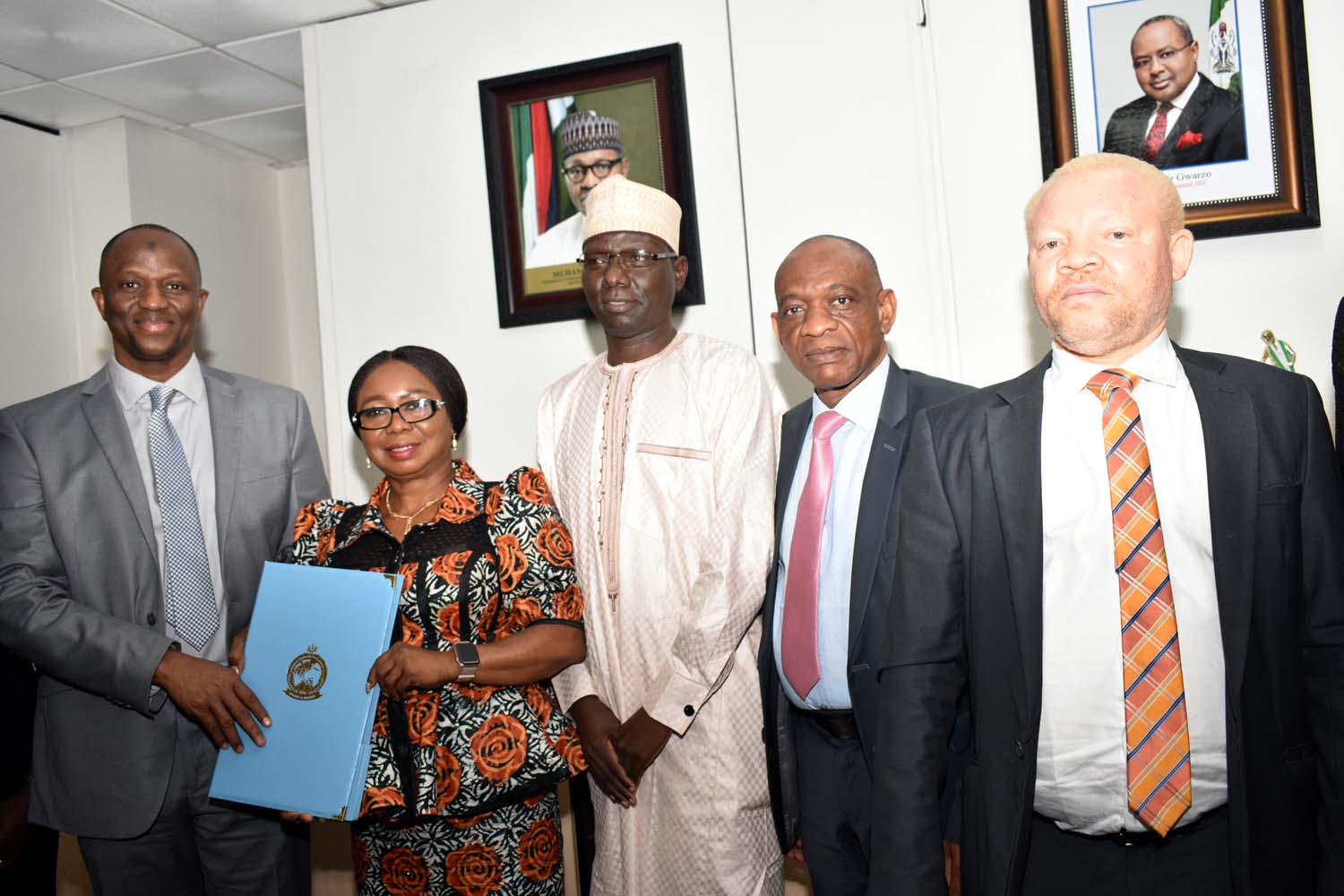 SEC, 7  L-R, Director Nigerian Financial Intelligence Unit, Mr Modibbo Tukur, Acting, Director General, Securities and Exchange Commission Ms Mary Uduk, Acting Executive Commissioner, Operations, SEC  Mr Isyaku Tilde, Acting Executive Commissioner, Corporate Services , SEC Mr Henry Roland and  Acting Executive Commissioner, Legal and Enforcement SEC  Mr Reginald Karawusa  during a Meeting between SEC and NFIU in Abuja, Wednesday