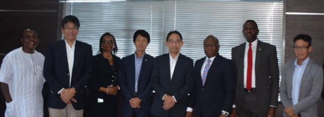 L-R: John Gbassa, CEO/MD of WAO Global Trading Ltd; Koji Shirotani, Divisional Manager, Sub-Sahara Africa Business Development Division; Afolasade Alonge, Divisional Head, Corporate and Specialized Banking, Heritage Bank Plc; Masafumi Tanimoto, General Manager, Accra Liason Office; Tsuyoshi Ueda, Assistant Managing Director; Jude Monye, Executive Director of Heritage Bank; Olugbenga Awe, Divisional Head, Agric Finance & Export and Takuya Yamamoto, General Manager, Middle East & Africa, Sumitomo Corporation, during discussion between the Heritage Bank and Sumitomo Corporation on mechanisation & Agric Business, held at bank’s head office, weekend.