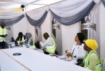 Some PenCom officials at the Lagos International Trade Fair