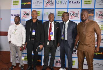 From left: Head, Digital, Events & Sponsorships, Unity Bank, Bashir Salami, Founder/CEO of Sparkle Uzoma Dozie, Head, Retail & SME Banking, Opeyemi Ojesina, CEO of Kuda, Babs Ogundeyi and Partner, PwC, Chijioke Uwaegbute after a panel session on "Financing the Music" at the just concluded Social Media Week, Lagos.