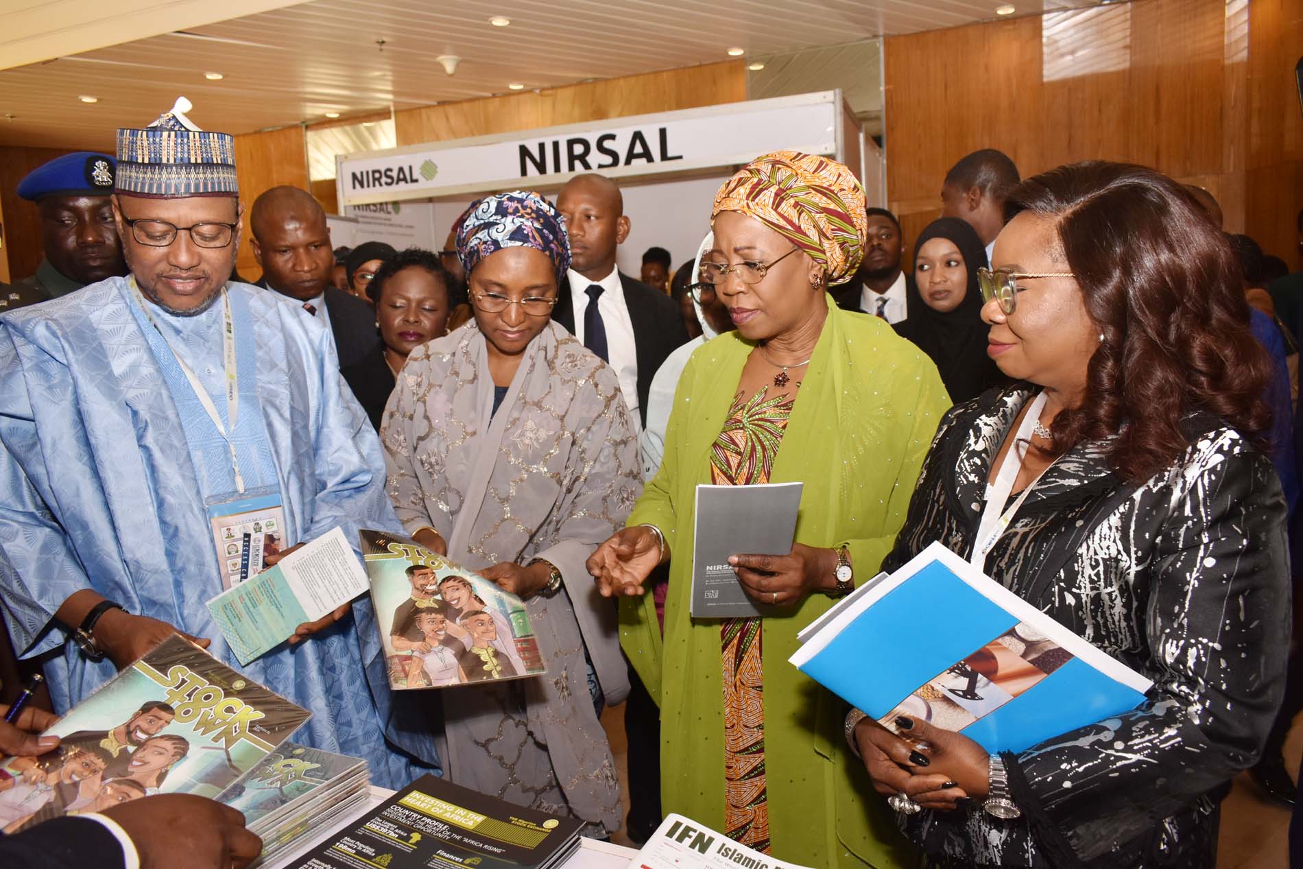 LR,  Chairman, House Committee on Capital Market Hun > Babangida Ibrahim, Minister of Finance, Budget and National Planning > Mrs Zainab Ahmed, Minister of State for Industry, Trade and Investment > Mrs Mariam Katagum  and Acting Director General Securities and > Exchange Commission Ms Mary Uduk during the International Conference > on Nigerian Commodities Market in Abuja, Monday >