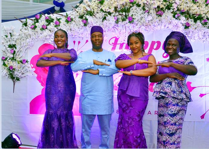Patrick Akinwuntan, Managing Director, Ecobank Nigeria and female staff Ayobanjo Oladuni; Ifeoma Ezeibenne and Bose Adeoye during the Bank’s commemoration of this year’s International Women’s Day (IWD) at the Bank’s head office in Lagos