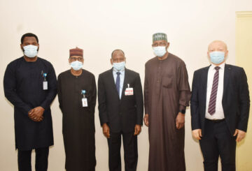 L-R, Executive Commissioner Operations Securities and Exchange Commission Mr Dayo Obisan, Executive Commissioner Corporate Services, SEC Mr Ibrahim Boyi, Accountant General of the Federation Mr Ahmed Idris, Director General, SEC Mr Lamido Yuguda and Executive Commissioner Legal and Enforcement SEC Mr Reginald Karawusa during a Meeting between the SEC and Accountant General of the Federation in Abuja, Tuesday.